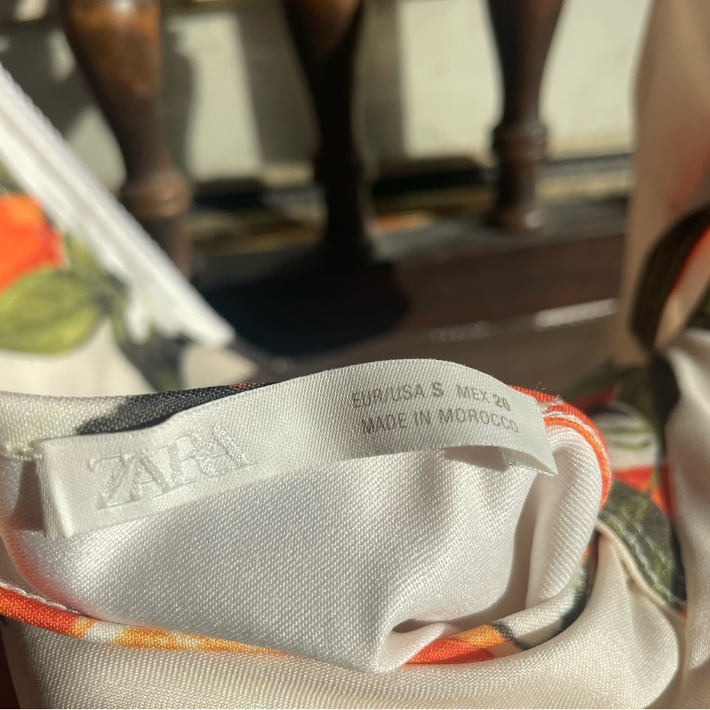 Zara Cream Mini Dress with Orange & Green Citrus Print - Picture 10 of 13
